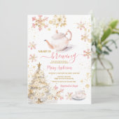 Invitation Le bébé brasse le Baby shower Pink Winter Tea Part (Debout devant)