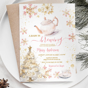 Invitation Le bébé brasse le Baby shower Pink Winter Tea Part