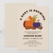 Invitation Le bébé brasse le café Citrouille Baby shower d'au (Devant / Derrière)