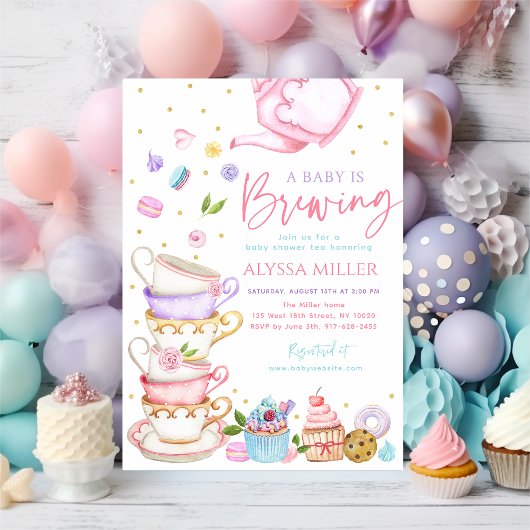 Invitation Le bébé brasse un Baby shower de thé rose
