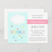 Invitation Le bébé de nuage et de coeurs arrosent des (Devant / Derrière)