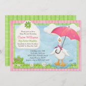 Invitation Le bébé de parapluie arrosent la fille (Devant / Derrière)