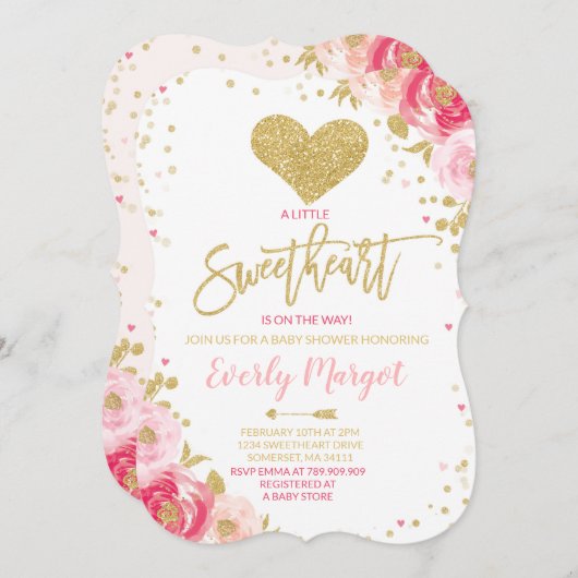 Invitation Le bébé de Valentine d'invitation de baby shower (Devant / Derrière)