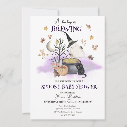 Invitation Le bébé d'Halloween brasse le Baby shower (Devant)