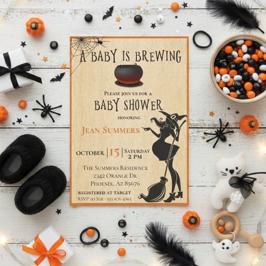 Invitation Le bébé d'Halloween brasse le Baby shower de sorci