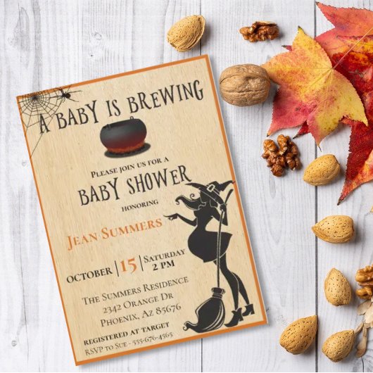 Invitation Le bébé d'Halloween brasse le Baby shower de sorci