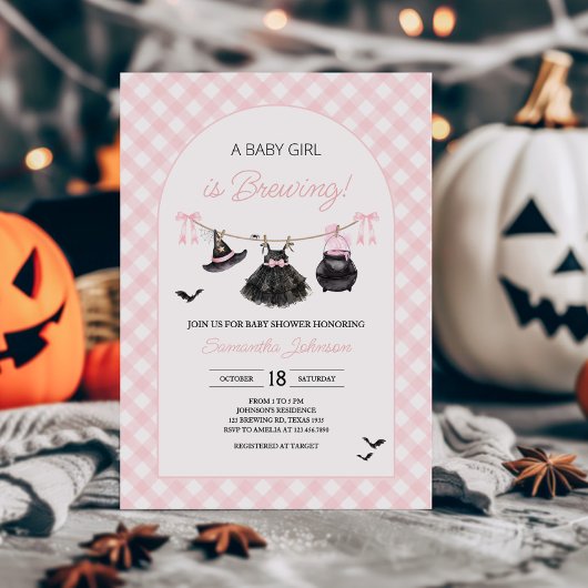 Invitation Le bébé d'Halloween rose brasse le Baby shower