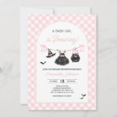 Invitation Le bébé d'Halloween rose brasse le Baby shower (Devant)