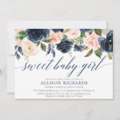 Invitation Le bébé doux rougissent et le baby shower de fille (Devant)