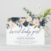 Invitation Le bébé doux rougissent et le baby shower de fille (Debout devant)