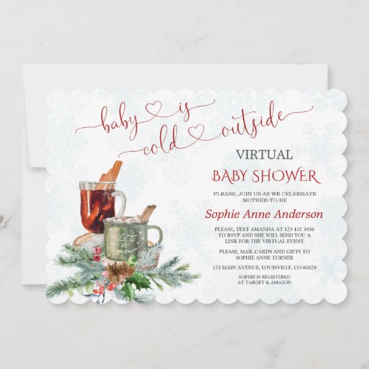 Invitation Le Bébé est froid à l'extérieur du Baby shower vir (Devant)