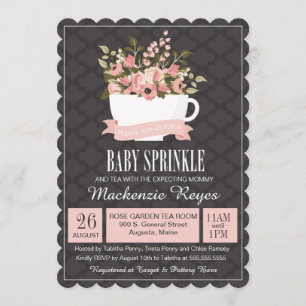 Invitation Le bébé floral de tasse de thé arrosent,