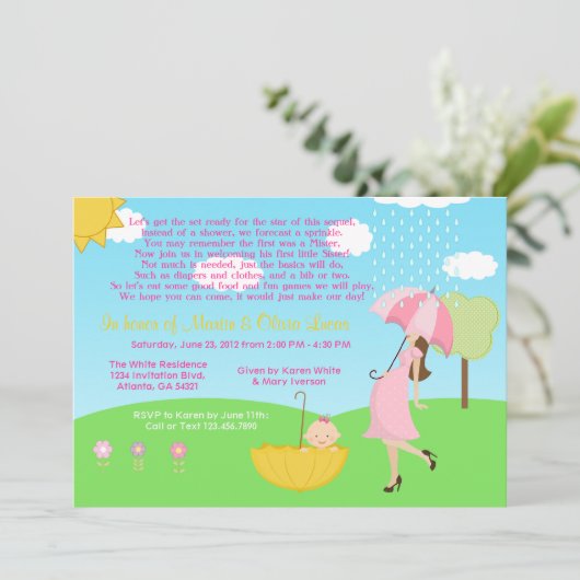 Invitation Le bébé moderne mignon de maman et de bébé (Debout devant)