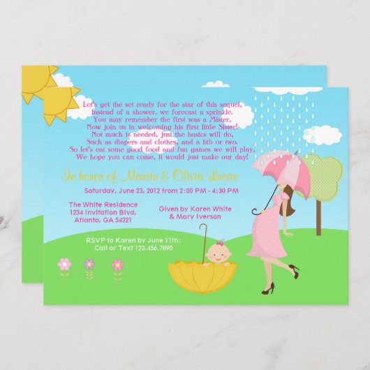 Invitation Le bébé moderne mignon de maman et de bébé (Devant / Derrière)