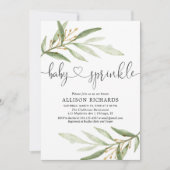Invitation Le bébé neutre de verdure d'or vert de genre (Devant)