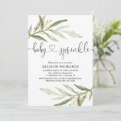 Invitation Le bébé neutre de verdure d'or vert de genre (Debout devant)