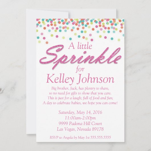 Invitation Le bébé rose arrosent l'invitation de douche (Devant)