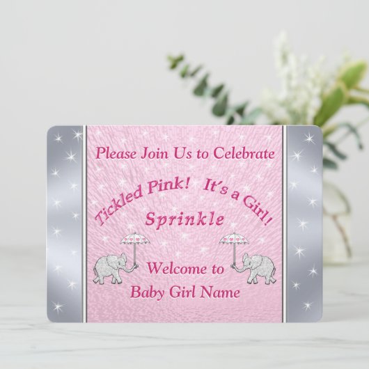 Invitation Le bébé rose chatouillé fait sur commande arrosent (Debout devant)