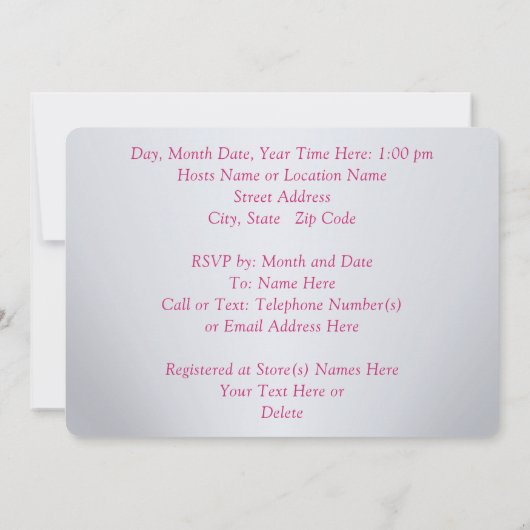 Invitation Le bébé rose chatouillé fait sur commande arrosent (Dos)