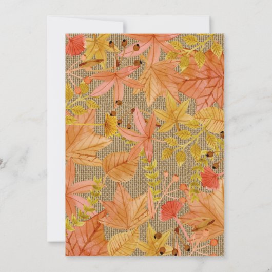 Invitation Le bébé rustique de feuille d'automne (Dos)