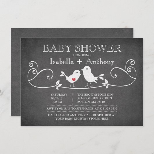 Invitation Le Bébé Shower (Devant / Derrière)