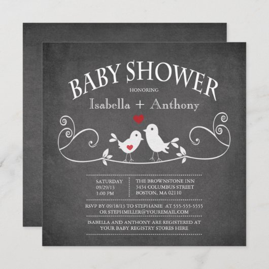 Invitation Le Bébé Shower (Devant / Derrière)