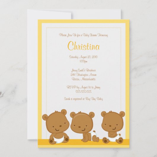 Invitation Le Bébé Shower de Little Green Bear (Devant)