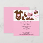 Invitation Le bébé vêtx l'invitation de baby shower de fille (Devant / Derrière)