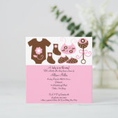 Invitation Le bébé vêtx l'invitation de baby shower de fille (Debout devant)