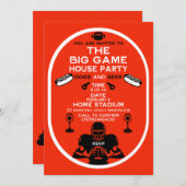 Invitation Le Big Game Football House Party (Devant / Derrière)