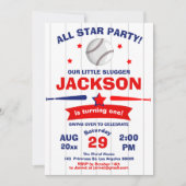 Invitation Le Big One Baseball Boy Little Slugger Anniversair (Devant)