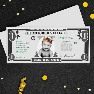 Invitation Le Big One Dollar Bill, l'argent faux