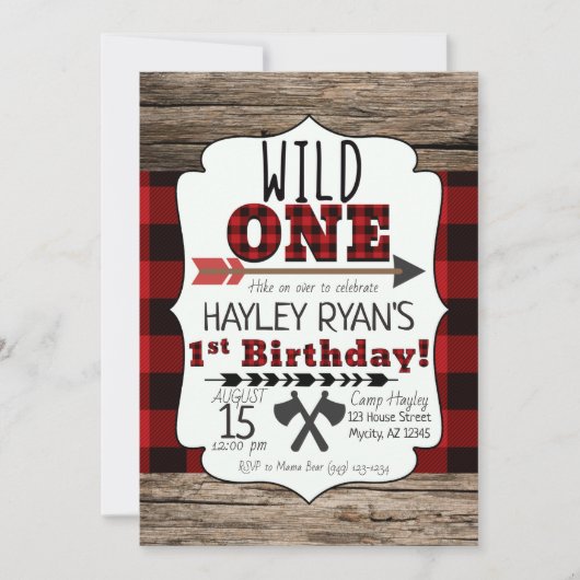 Invitation Le bison de bûcheron de bûcheron plaid sauvage un (Devant)