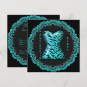 INVITATION LE BLACK ET AQUA LACE BACHELORETTE INVI MODERNE (Devant / Derrière)