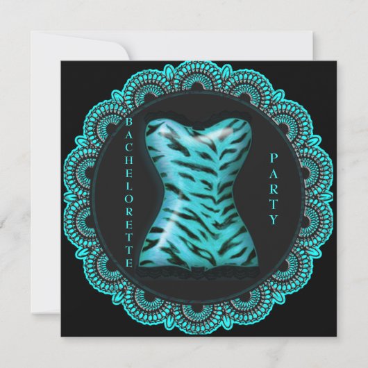 INVITATION LE BLACK ET AQUA LACE BACHELORETTE INVI MODERNE (Devant)