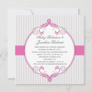 Invitation Le blanc gris de cadre rose barre le mariage