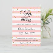 Invitation Le blanc rose mignon barre le baby shower noir (Debout devant)