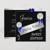 Invitation Le bleu argenté blanc noir du bonbon 16 cintre des (Devant / Derrière)