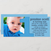 Invitation Le bleu de ciel un est fête d'anniversaire de (Devant / Derrière)