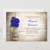 Invitation Le bleu fleurit le pot de maçon rustique (Devant)