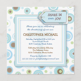 Invitation Le bleu heureux pointille l'invitation de baptême