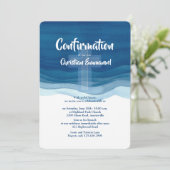 Invitation Le bleu ondule l'invitation de confirmation (Debout devant)