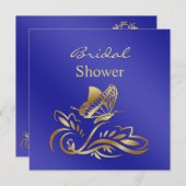 Invitation Le bleu royal et l'or tourbillonne, Fête de la (Devant / Derrière)