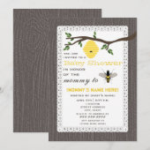 Invitation Le bois a inspiré le baby shower orienté d'abeille (Devant / Derrière)