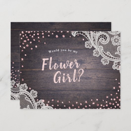 Invitation Le bois de dentelle rustique serait-ce ma fille de (Devant / Derrière)