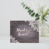 Invitation Le bois de dentelle rustique serait-il ma servante (Debout devant)