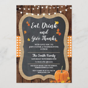 Invitation Le bois de Thanksgiving merci à Rustic Lights Invi