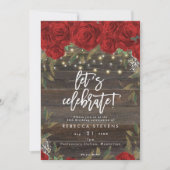 Invitation le bois rustique de roses rouges nous a laissés (Devant)