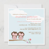 Invitation Le bonbon jumelle l'invitation rose de baby shower (Dos)