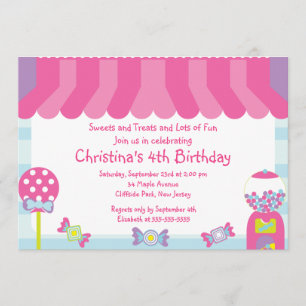 Invitation Le bonbon mignon traite l'invitation de fête